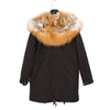 MAOMAOKONG 2023 Red Fox Fur Liner Parkas Real Fur Collar Coat Thick Warm Female Inner Fur Luxury Jacket Woman