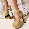 Sgesvier 2022 Summer Cross Strappy Purple Gold Sliver Platform Sandals Women Shoes Open Toe Buckle Strap Chunky High Heels Sexy