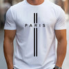 Men's 100% pure cotton summer loose fitting oversized Paris print casual slim fit round neck short sleeved T-shirt top