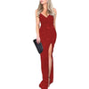 Women Ladies Evening Long Dress Shiny Sequin Deep V Neck Sleeveless High Split Sexy Party Clubwear Fashion