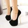 Sexy Club Suede Womens Black High Heels 16cm Stiletto Shoe Female Waterproof Stripper Flock Pumps Ladies Shoes Plus Size 45