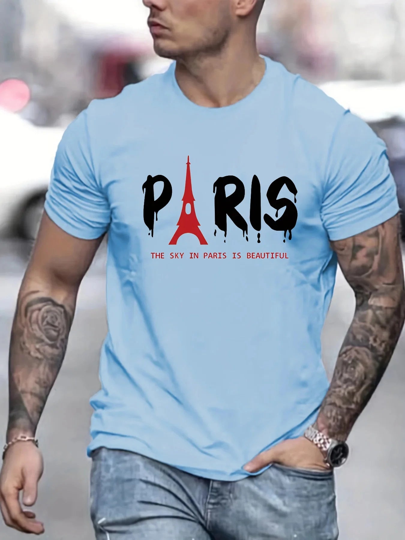 Men's T-Shirt Fashion Street Paris Letter Short Sleeved T Shirt For Men Casual 3d Print Summer Top Breakable Loose Men Clothing