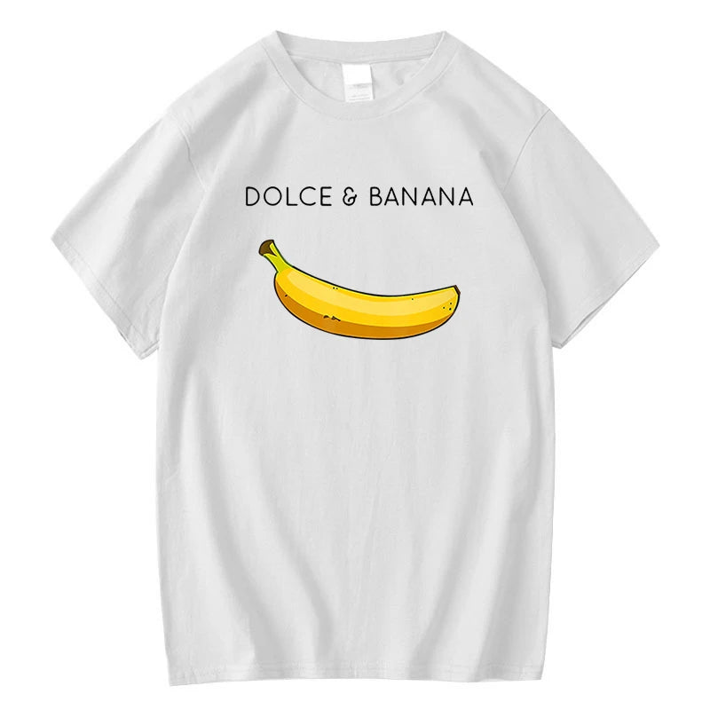 Summer Men's T-shirt High Quality 100% Cotton Funny Banana Printing Casual Loose O-neck Men Short Sleeve T-shirt Male Tees Tops