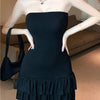 New Women Party Night Birthday Pleats Sundress Sleeveless Bodycon Dress Summer Sexy Strapless Short Mini Dresses Clubwear