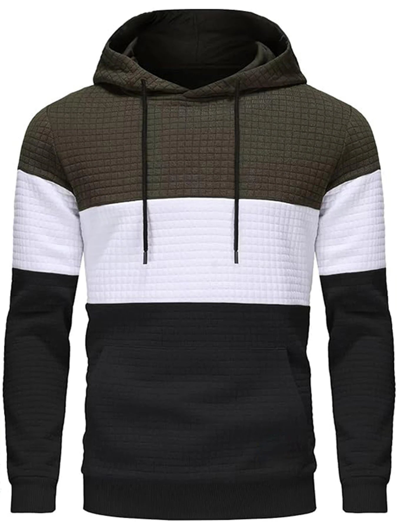 Fashion men's hooded zipper splicing color sports top Waffle insulation casual wear hooded sports top zipper comfortable hoodie