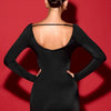 Solid Color Bodycon Dress For Women V-neck Vestidos De Mujer Backless Sexi Night Dress Hot Club Outfits Long Sleeve Streetwear