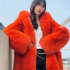 Hot selling Fashion Winter New Real Fox Fur Coat Women Hooded Natural Silver Red Fox Fur Jacket Female Thick Warm Outerwear