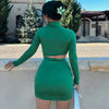 Dulzura Solid Long Sleeve Cut Out Mini Dress For Women Bodycon Sexy Streetwear Party Club Outfits Spring Summer Clothes Y2K