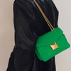 Cowhide Bag Luxury Designer Leather Handbag Golden Big Rivet Chain Shoulder Small Purse Fashion Green Tote Bag Crossbody Women