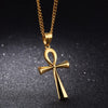 Gold Silver Color Stainless Steel Amulet Necklaces Ancient Egypt Ankh Cross Charm Pendant for Women Men Egyptian Jewelry Gifts