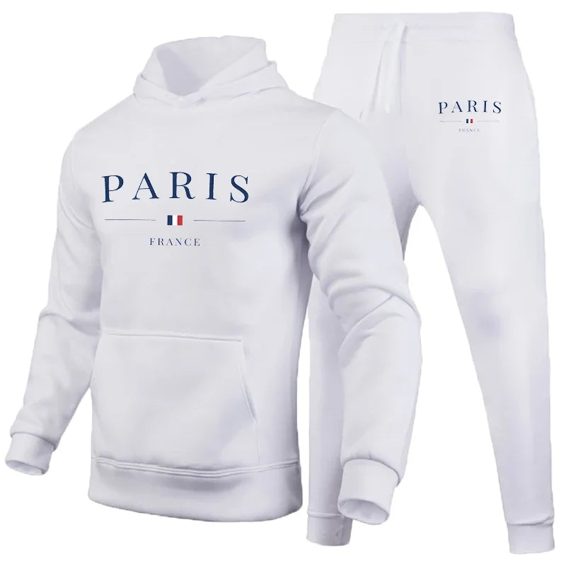 Men's hoodie set Paris Printed sweatshirt Sweatpants 2-piece men's hoodie jogging pants set casual street sportswear