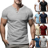 Short-sleeved V Neck T-shirts Fashion Simple Casual Pullover Tops Solid Breathable Sport Fitness Tees for Men