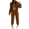 Fashion Winter Women Cotton Jogger Tracksuit Sweatpants And Hoodie Set And Letter Print Leisure Suit Three-Piece Set