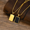 Stylish Mens Geometric Square Necklaces,Black Enamel Rectangle Pendant with Rope Box Chain Collar,Trendy Jewelry Gifts