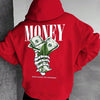 Street Trend Letter Money Printing Hoodie For Men Pocket Drawstring Pullovers Fleece Warm Sweatshirts Autumn Comfortable Clothes