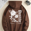 Men's new fashion hoodie, casual daily drawstring hooded sweatshirt, Rose Print, front kangaroo pocket, men's jacket