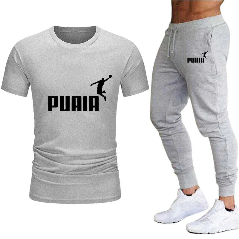 Tracksuit Cotton T-shirts and Sweatpants Gym Short Sleeve Outfits Hot Sales Male Casual O-Neck Tees Jogging Suit