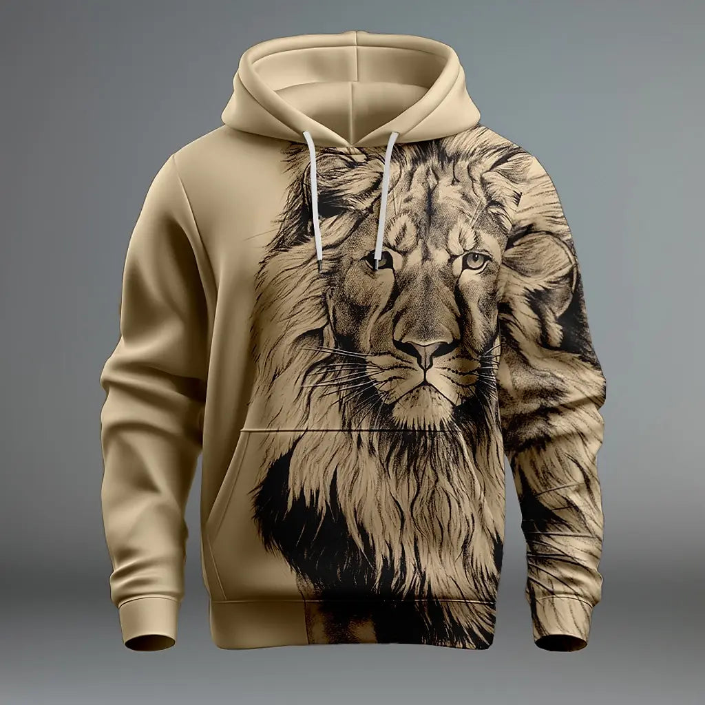 Funny 3D Lion Printed Hoodies For Men Fashion Loose Sweatshirts Street Trend Harajuku Men's Clothes Autumn New Pullover