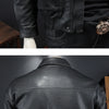 Minglu Turn Down Collar Spring Autumn Men's Jackets Luxury Solid Color Zipper Biker Male Coats Fashion Faux Leather Man Overcoat