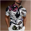 New Men's Polo Shirt Coconut Tree Print Tops Hawaiian Casual Shirt Oversized Lapel Short-Sleeved T-Shirt Outdoor Travel Clothing