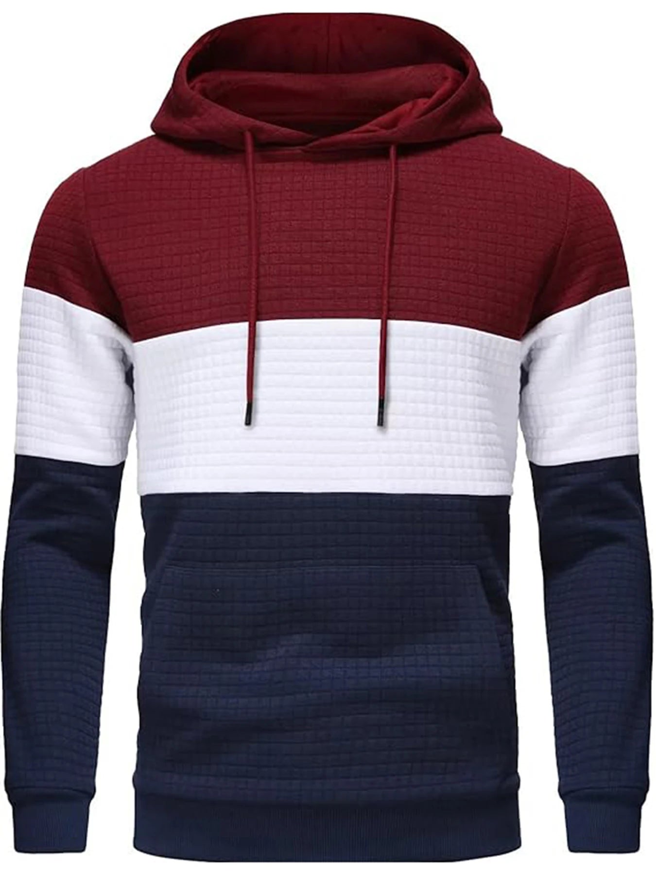 Fashion men's hooded zipper splicing color sports top Waffle insulation casual wear hooded sports top zipper comfortable hoodie