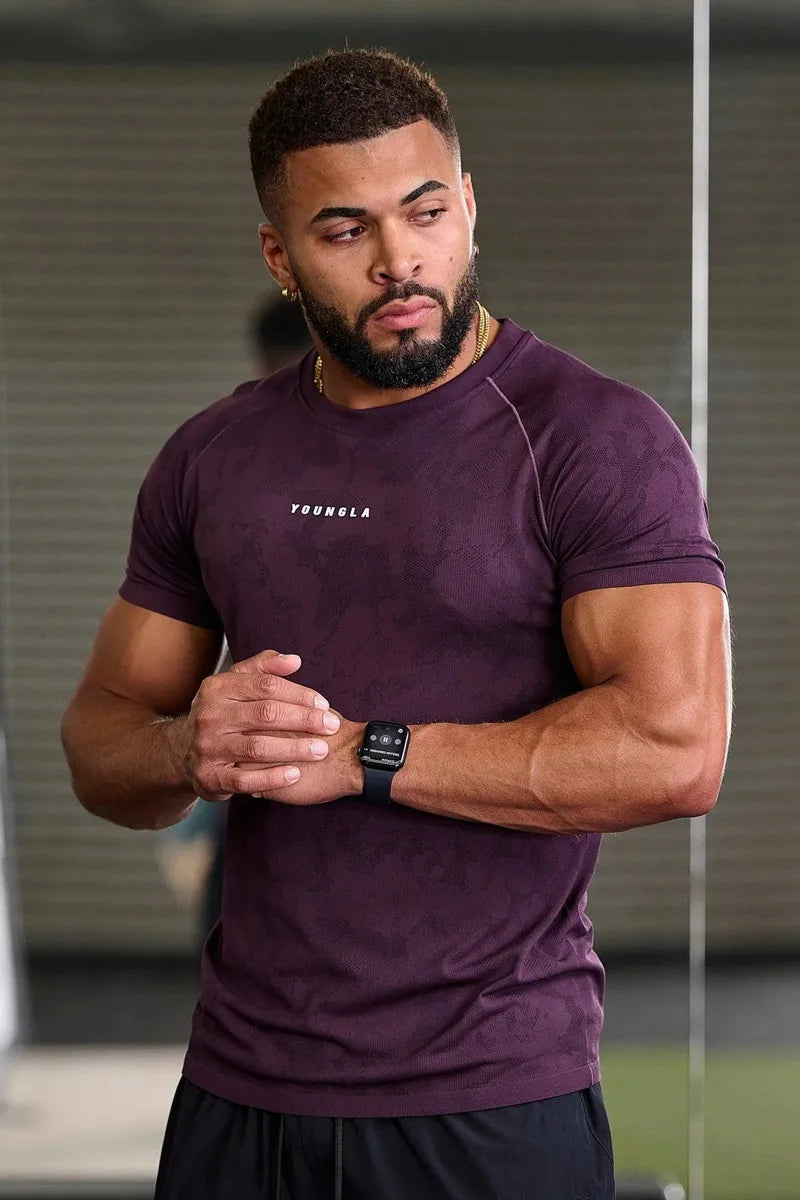 Summer New Fitness Clothes Coach Sports T-shirt Muscle Tights Men High Elastic Training Clothes Short Sleeve Fitness Clothes Men