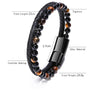 ZG Volcano Tiger Eye Beaded Bracelet Cowhide Rope Natural Stone Bracelet For Men Agate Bracelet Jewelry