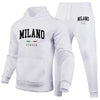 Men's Luxury Hoodie Set Milano Print Sweatshirt Sweatpant for Male Hooded Tops Jogging Trousers Suit Casual Streetwear Tracksuit