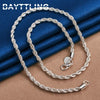 Charm 925 sterling silver Accessories Men 4MM 40-60cm 2PCS Rope Chain Necklace Bracelet Women Fashion Wedding Gift Jewelry