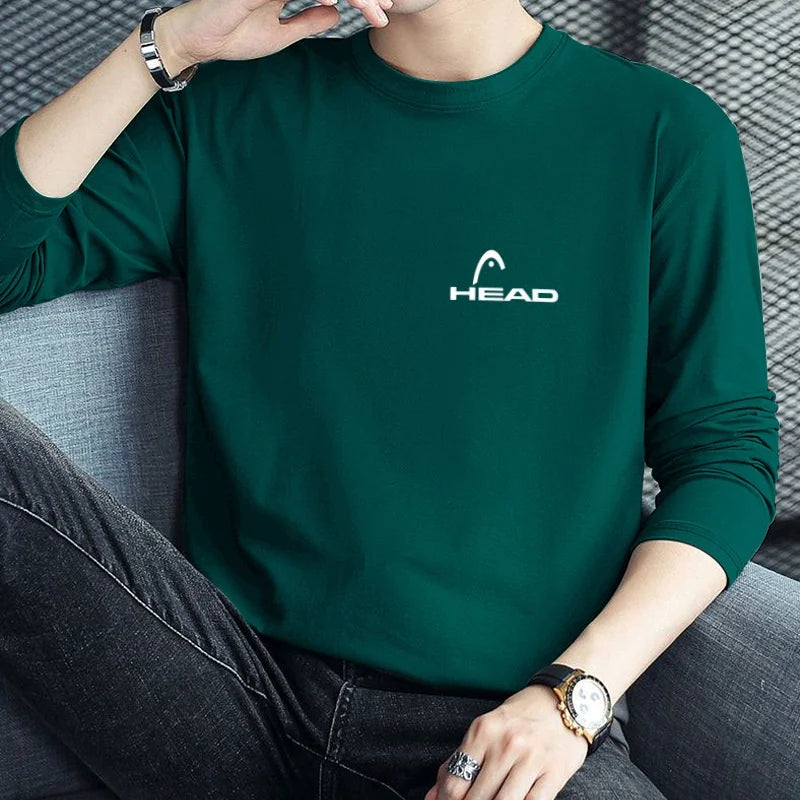 HEAD Brand New Men's T-Shirts Long Sleeve Slim Men T-Shirt Young Man Pure Color Tops Tees Shirt O-Neck For Male Boys Tshirt