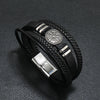 Fashion Trendy Men Leather Bracelets Fashion All-match Multi-layer Braided Leather Bracelets Scripture Compass Devil Eye