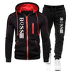 Autumn and winter new zipper cardigan jacket + sweatpants set running fitness basketball jogging casual 2-piece set