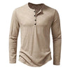 Autumn New Men's Cotton Button Long Sleeve  Henley Neck T-Shirt Casual Solid Color Breathable Versatile Fashion Slim T-Shirts