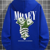 Street Trend Letter Money Printing Hoodie For Men Pocket Drawstring Pullovers Fleece Warm Sweatshirts Autumn Comfortable Clothes