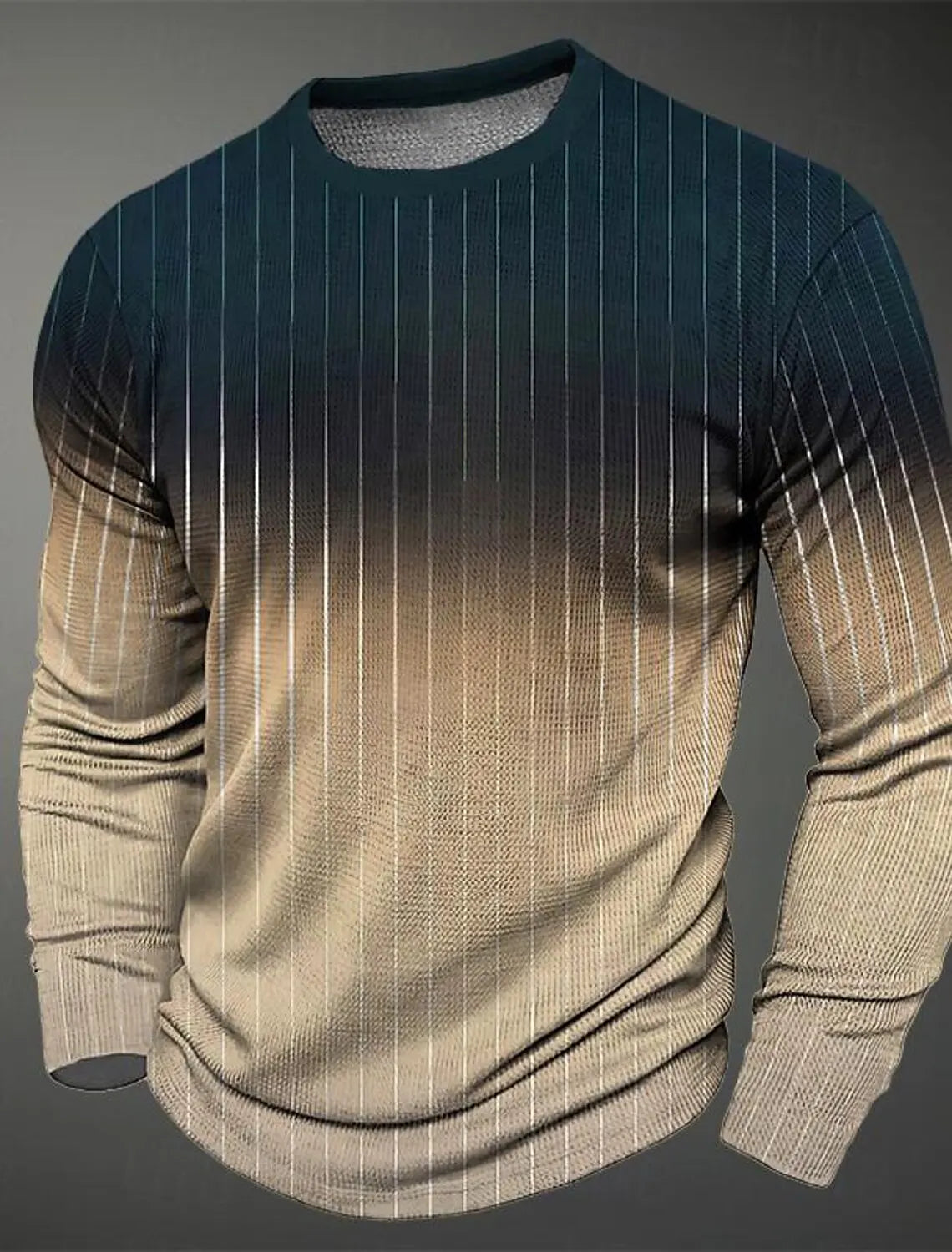 Color Block Stripes 3D Print Men's Street Style T Shirt Sports Outdoor Holiday Going Out T-shirt Long Sleeve Crew Neck Shirt Top