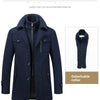 Men's Autumn/Winter Business Woolen Overcoat Fashionable Double Collar Anti-Cold Nestle Jacket Cross-Border Woolen Overcoat