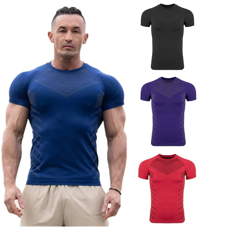 new Fitness Gym T Shirt Men Quick Dry Running Compression Sport Shirt Male Workout Sport Short Sleeve Summer T-shirt