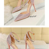 Women Shallow Mouth Pointed Toe Hollow High Heels Sandals Wedding Champagne Gold Pumps Crystal Glitter Rhinestone Sandals