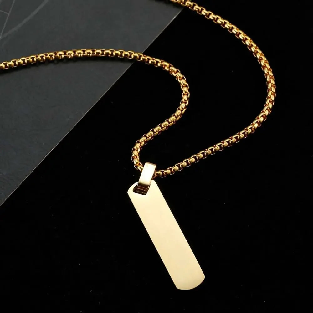 Simple Trendy Clavicle Chain Men Rectangle Bar Geometric Pendant Necklace Fashion Jewelry Decoration Accessories