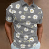 Men's Polo Shirt Summer Street Casual Short Sleeve Flower Print Buttons Tops Fashion Pullover Oversized Clothing Male Golf Wear