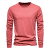 Men‘s T-shirts 100% Cotton Long Sleeve Casual Tops Spring Autumn Classic Men Clothing Solid Color High Quality Backing T-Shirt