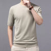 Superfine Merino Cashmere T Shirt Men's Knitted O-neck Breathable Thin Cashmer Short Sleeve Tee Solid Color Tops Tee