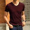 Summer Short Sleeve Men's Ice Silk Trackless T-shirts V-neck Slim Fit Casual Sport T-shirt Man Tees Tops