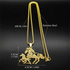 Big Horse With Pony Pendant Necklace for Women Men Stainless Steel Animal Running Horse Hollow Necklaces Jewelry Birthday Gifts