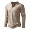 Autumn New Men's Cotton Button Long Sleeve  Henley Neck T-Shirt Casual Solid Color Breathable Versatile Fashion Slim T-Shirts