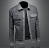 Minglu Faux Leather Grey Men's Jackets Luxury Spring Autumn Solid Color Single Breasted Male Overcoats Motorcycle Man Coats 4XL