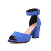 Blue Peep Toe Summer High Heels Women Sandals Wild Word Buckle Female Platform Beach Sandal Ankle Strap summer party dress shoes