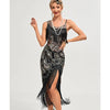 Sequin Dress 1920s Retro Tassel Peacock Pattern Dress Great Gatsby Cocktail Party Charleston Dance Dress Ball Long Evening Dress