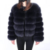 Maomaokong Real Fur Jacket  Women Winter Short Natural real Fox Fur Lady Zipper Fur Coat Female Warm Jacket  with Collar