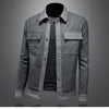 Minglu Faux Leather Grey Men's Jackets Luxury Spring Autumn Solid Color Single Breasted Male Overcoats Motorcycle Man Coats 4XL